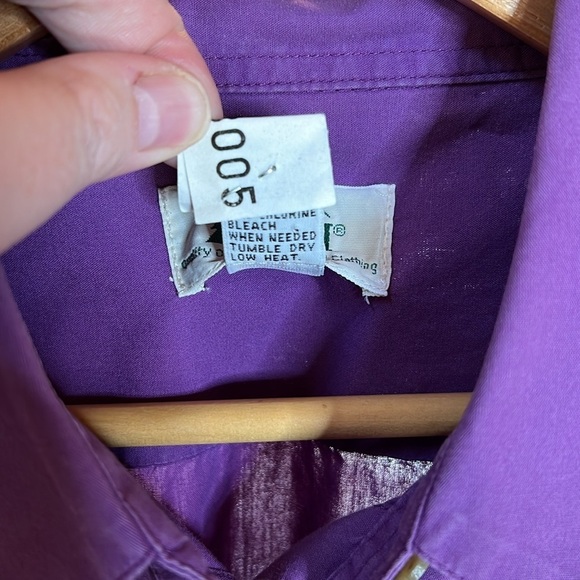 Vintage REI 100% Cotton Purple Button Down Short Sleeve Outdoor Top Size Large - Picture 3 of 5